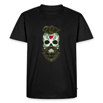 Crâne barbe coeur hipster crâne design de mode - T-shirt Premium bio Homme - noir - Devant - Nico (187cm)