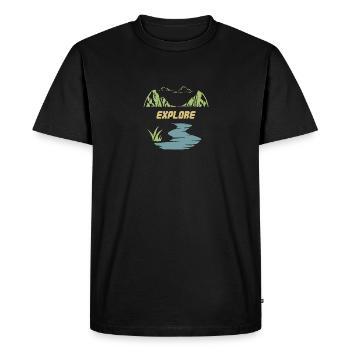 Explore - Men's Premium Organic T-Shirt - black - Front - Nico (187cm)