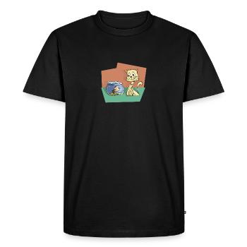 Chat avec des poissons - T-shirt Premium bio Homme - noir - Devant - Nico (187cm)