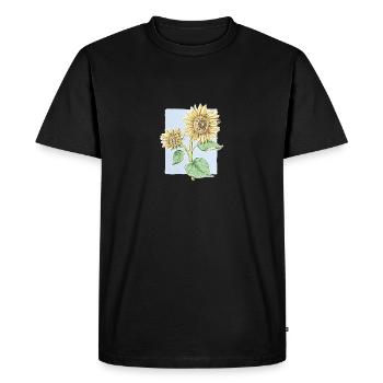 Sunflower flower - drawing - Men's Premium Organic T-Shirt - black - Front - Nico (187cm)