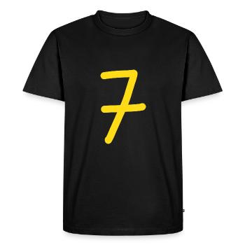7 Number seven yellow number birthday - Men's Premium Organic T-Shirt - black - Front - Nico (187cm)