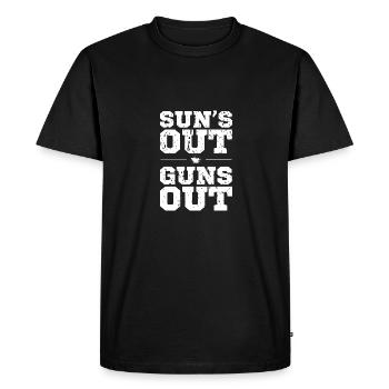 Soleil dehors, pistolet dehors - T-shirt Premium bio Homme - noir - Devant - Nico (187cm)