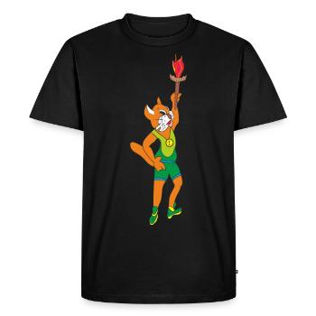 Chat avec une torche - T-shirt Premium bio Homme - noir - Devant - Nico (187cm)