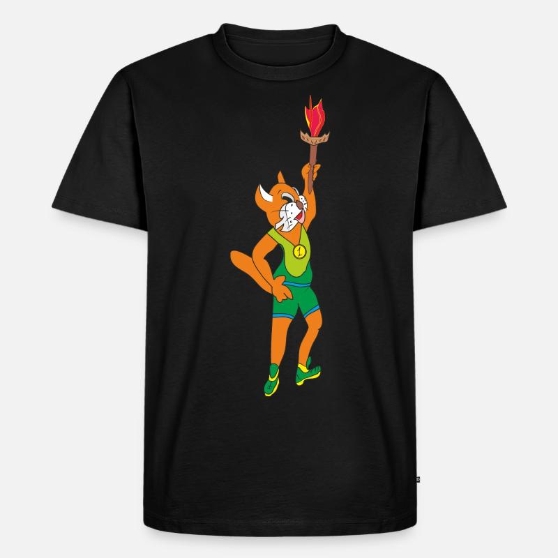 Katze mit einer Fackel - Männer Premium Bio T-Shirt - Schwarz