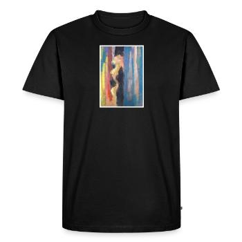 Original Art Print "Curtain" - Men's Premium Organic T-Shirt - black - Front - Nico (187cm)