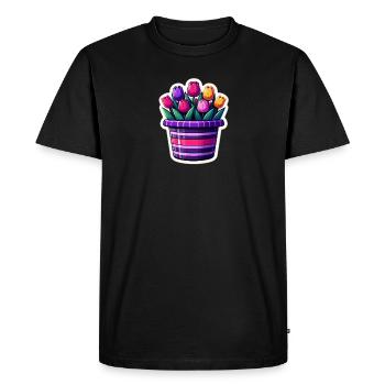 A pot of tulips - Men's Premium Organic T-Shirt - black - Front - Nico (187cm)