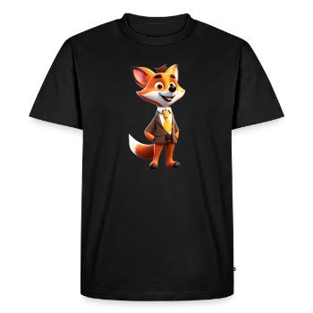 Renard élégant - T-shirt Premium bio Homme - noir - Devant - Nico (187cm)
