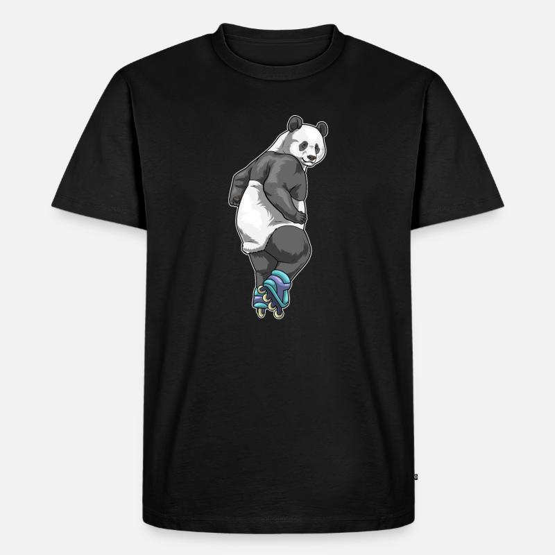 Panda Inline skating Rollschuhe - Männer Premium Bio T-Shirt - Schwarz