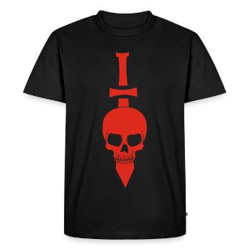Crâne rouge et épée - T-shirt Premium bio Homme - noir - Devant - Nico (187cm)