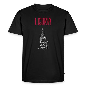 Illustration de vin et de fleurs de Ligurie - T-shirt Premium bio Homme - noir - Devant - Nico (187cm)