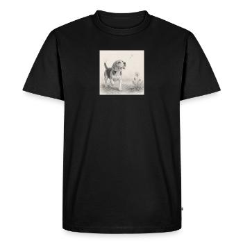 Beagle Pencil Drawing with Dandelion - Men's Premium Organic T-Shirt - black - Front - Nico (187cm)