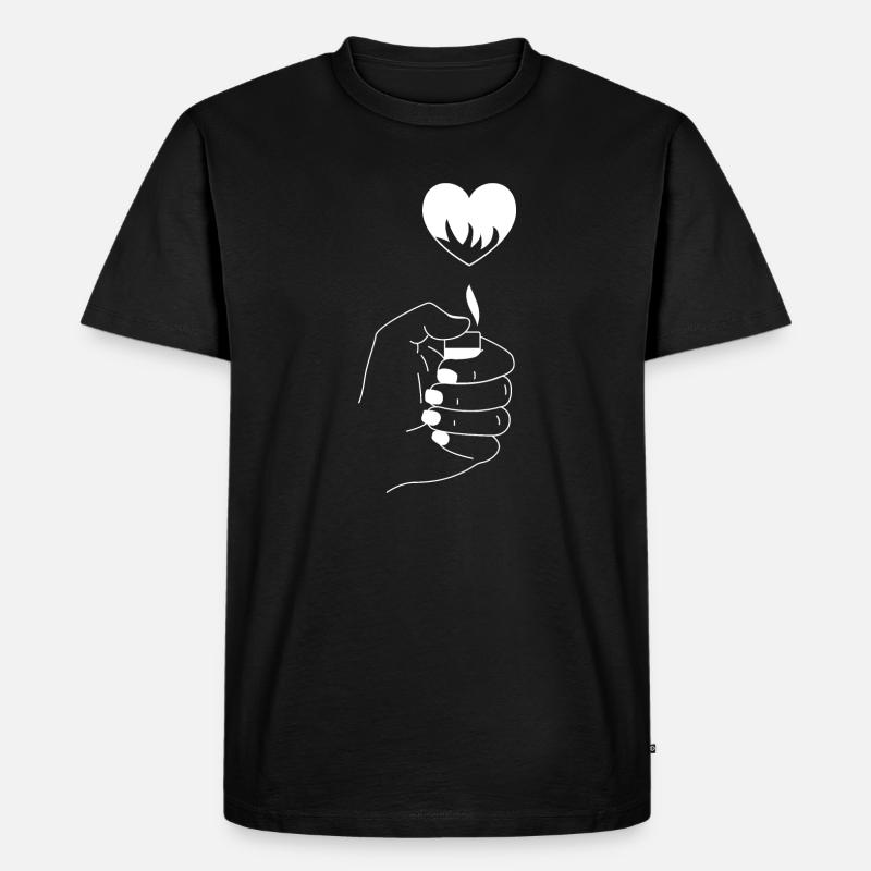 Herz Feuerzeug - Männer Premium Bio T-Shirt - Schwarz
