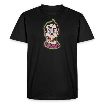 Tête de zombie pour Halloween - T-shirt Premium bio Homme - noir - Devant - Nico (187cm)