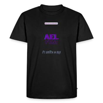 #pronounsarebeautiful ael/fem - T-shirt Premium bio Homme - noir - Devant - Nico (187cm)