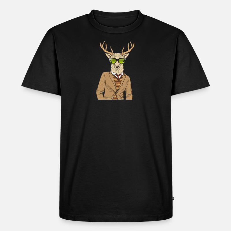 Der Hirsch - Männer Premium Bio T-Shirt - Schwarz