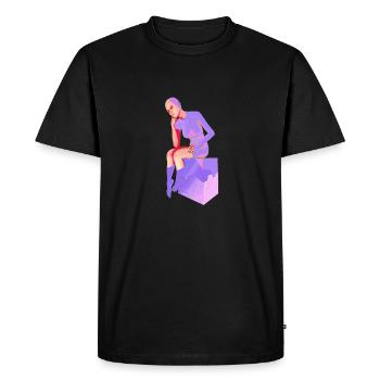 The thinker, female thinker - Men's Premium Organic T-Shirt - black - Front - Nico (187cm)