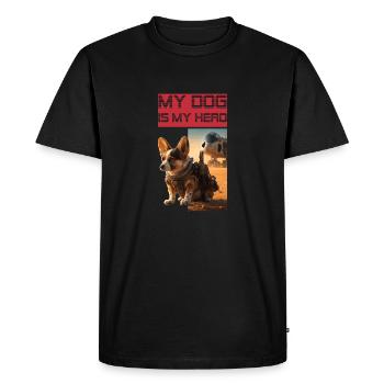 Welsh Corgi Pembroke as hero and watchdog - Men's Premium Organic T-Shirt - black - Front - Nico (187cm)