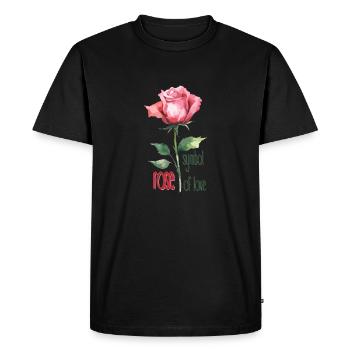 Rose : Symbole de l’amour - T-shirt Premium bio Homme - noir - Devant - Nico (187cm)
