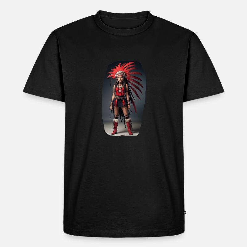 Indianer Mädchen - Männer Premium Bio T-Shirt - Schwarz