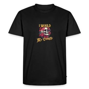 Je mourrais pour ma patrie crâne et roses - T-shirt Premium bio Homme - noir - Devant - Nico (187cm)