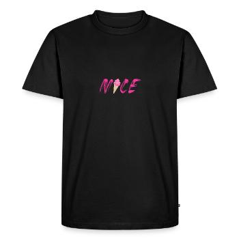 cornet de glace à la fraise framboise rose - T-shirt Premium bio Homme - noir - Devant - Nico (187cm)