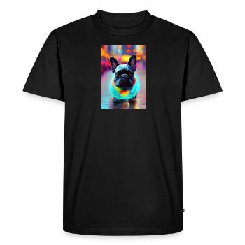 Chien Bouledogue français chill dans la rue - T-shirt Premium bio Homme - noir - Devant - Nico (187cm)