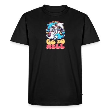 Go to hell unicorn narwhal cute - Men's Premium Organic T-Shirt - black - Front - Nico (187cm)