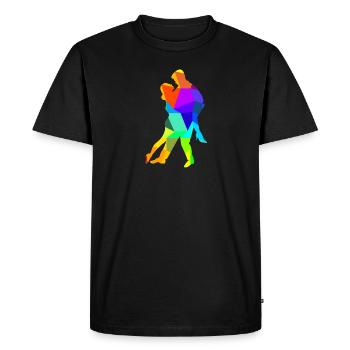 Tango Dancing Dance Couple Rainbow Colors Polygon - Men's Premium Organic T-Shirt - black - Front - Nico (187cm)