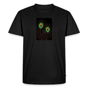 Plumes de paon sur noir - T-shirt Premium bio Homme - noir - Devant - Nico (187cm)