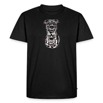 Gloomy Dog Illustration Print - Men's Premium Organic T-Shirt - black - Front - Nico (187cm)