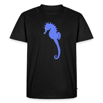 Playful Blue Seahorse Art Print - Men's Premium Organic T-Shirt - black - Front - Nico (187cm)