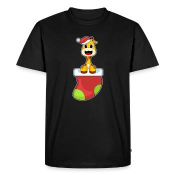 Chaussette de Noël girafe - T-shirt Premium bio Homme - noir - Devant - Nico (187cm)