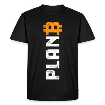 Bitcoin - Plan B - Cadeau crypto - T-shirt Premium bio Homme - noir - Devant - Nico (187cm)