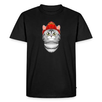 Firefighter American Shorthair Cat I Cat Lover I - Men's Premium Organic T-Shirt - black - Front - Nico (187cm)