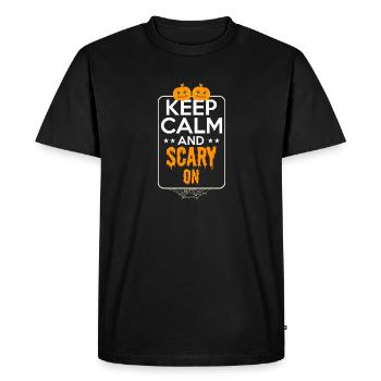 Halloween. Restez calme et effrayant. - T-shirt Premium bio Homme - noir - Devant - Nico (187cm)