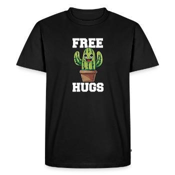 Drôle de câlins gratuits Cactus Sarcastique Design - T-shirt Premium bio Homme - noir - Devant - Nico (187cm)