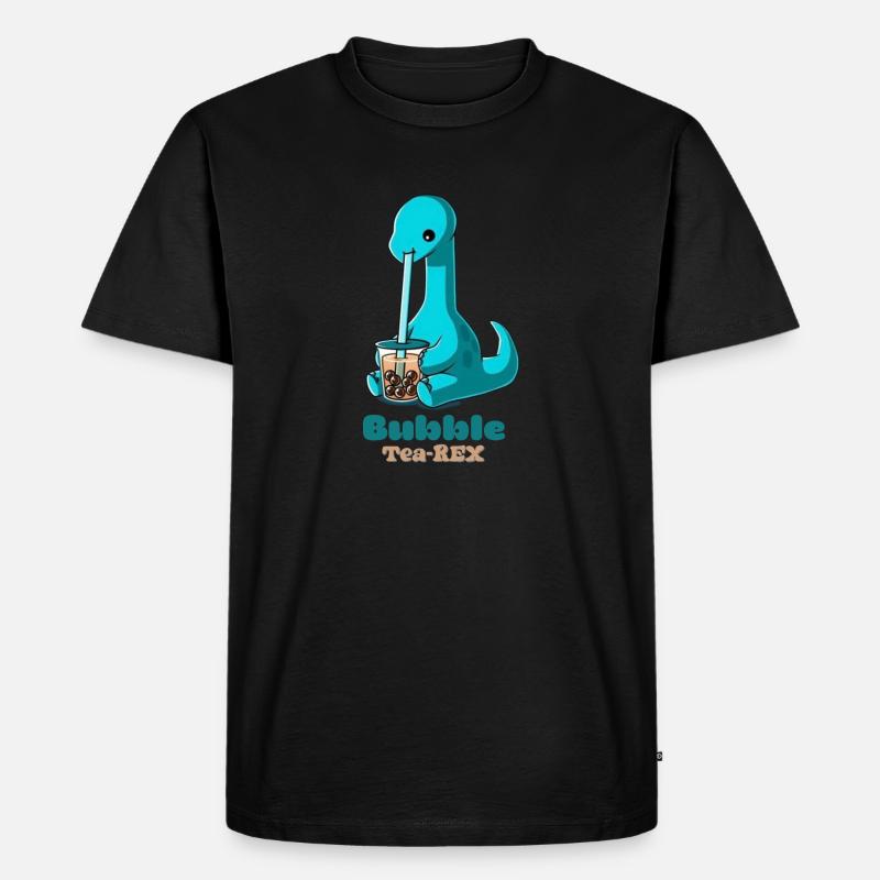 Bubble Tea-Rex - Männer Premium Bio T-Shirt - Schwarz