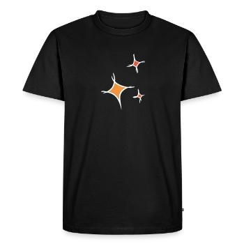 Astérisque. Trois étoiles colorées, dessinées à la main. - T-shirt Premium bio Homme - noir - Devant - Nico (187cm)