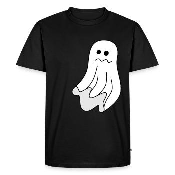 Cute, anxious ghost - Men's Premium Organic T-Shirt - black - Front - Nico (187cm)