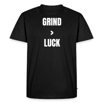 Grind > Luck – Chemise de motivation pour les joueurs et les faiseurs - T-shirt Premium bio Homme - noir - Devant - Nico (187cm)