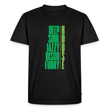 DeepSoulJazzyDiscoFunky - Men's Premium Organic T-Shirt - black - Front - Nico (187cm)