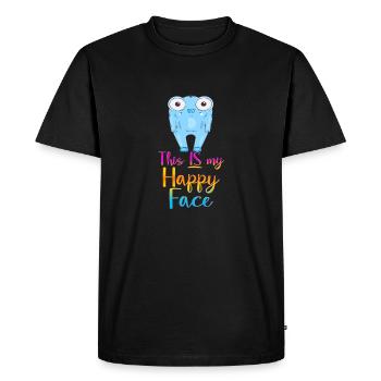 Visage en colère visage dessin animé visage heureux dessin animé - T-shirt Premium bio Homme - noir - Devant - Nico (187cm)