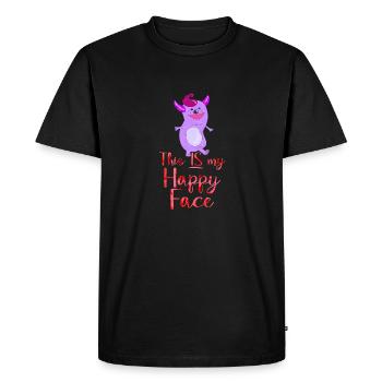 Visage en colère visage dessin animé visage heureux dessin animé - T-shirt Premium bio Homme - noir - Devant - Nico (187cm)