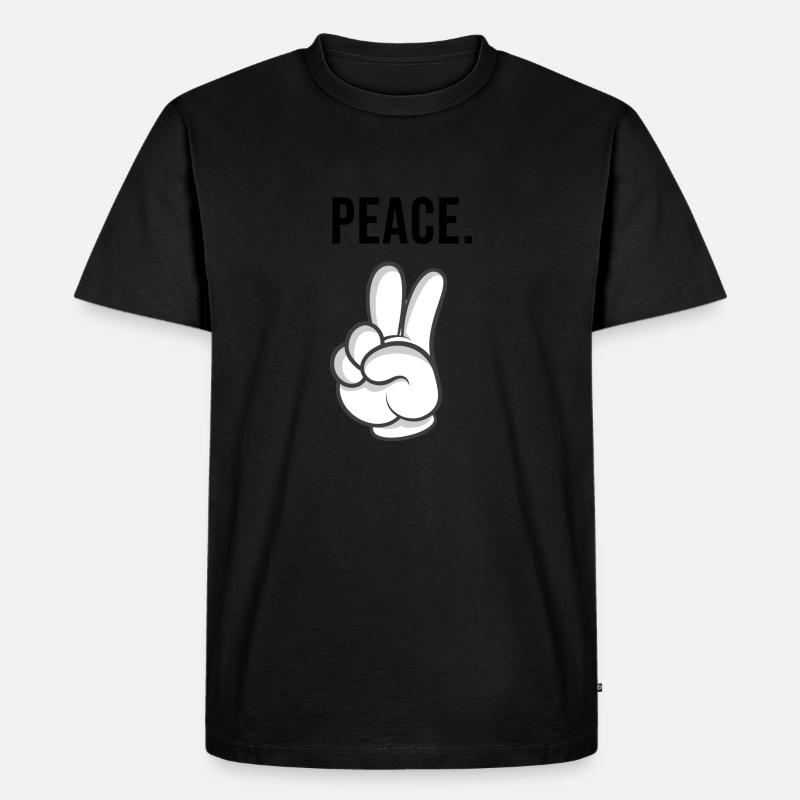 peace hand - Männer Premium Bio T-Shirt - Schwarz