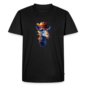 Girafe comme porteur de lunettes hipster avec chapeau - T-shirt Premium bio Homme - noir - Devant - Nico (187cm)