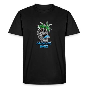 Catch the wave Surf shirt Illustration - Men's Premium Organic T-Shirt - black - Front - Nico (187cm)