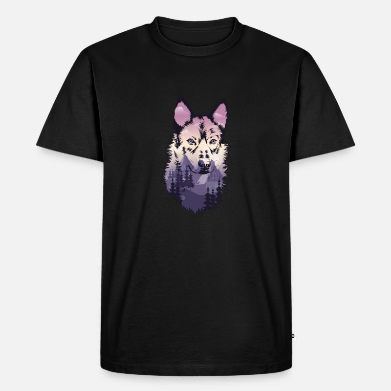 Wolf Schäferhund Hund - Männer Premium Bio T-Shirt - Schwarz