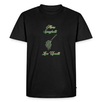 More Spaghetti Upsetti Chef Print Green - Men's Premium Organic T-Shirt - black - Front - Nico (187cm)