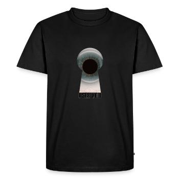 Oeil trou de serrure, I see you - T-shirt Premium bio Homme - noir - Devant - Nico (187cm)