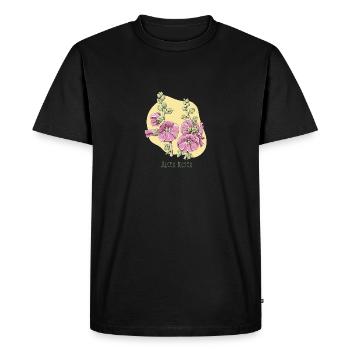 Dessin botanique rose mauve - T-shirt Premium bio Homme - noir - Devant - Nico (187cm)
